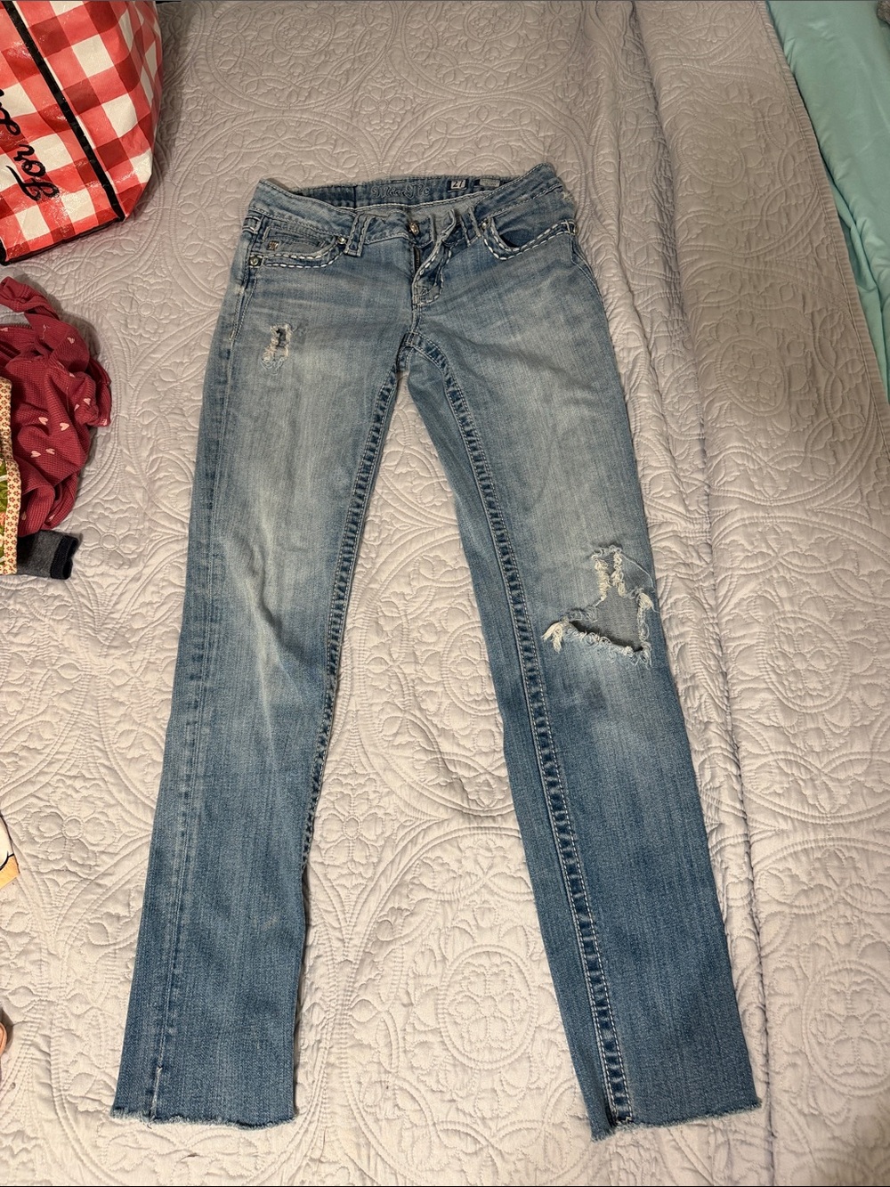 Miss Me Light Blue Distressed Skinny Jeans